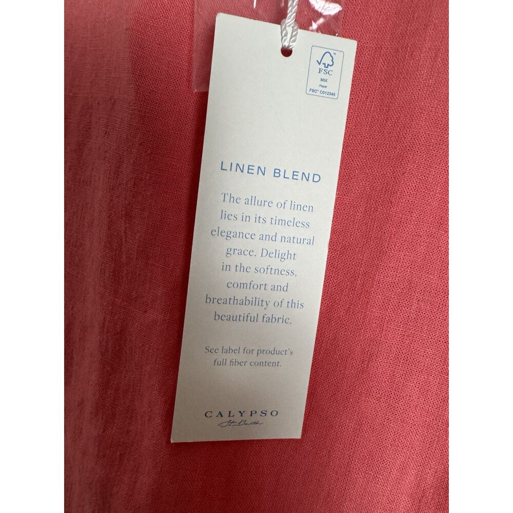 Calypso St Barth Maxi Dress Women’s Medium Linen Blend Coral Pink Beaded New - Picture 13 of 13